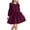 Wine, variant on SBYOJLPB Children's Dress Solid Color Long Sleeved Round Neck Dress Girls' Casual and Comfortable Dress