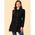 thumbnail image 2 of INSPIRE CHIC Women's Peter Pan Collar Single Breasted Mid Length Overcoat Black L, 2 of 6