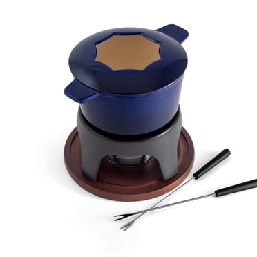 Swissmar Sierra 11-Piece Cast Iron Fondue Set, 1.6 L, Blue, Perfect for Cheese, Chocolate & Meat Fondue