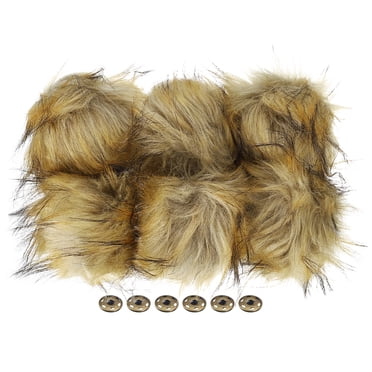 Unique Bargains Fluffy Soft Faux Fur Pom Poms for Hats with Snap Button, Light Yellow 6Pack