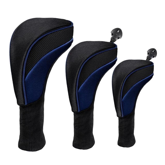 3 Pcs Housse de Golf Durable Long Cou 400cc Couvre-Chef Garde Bleu
