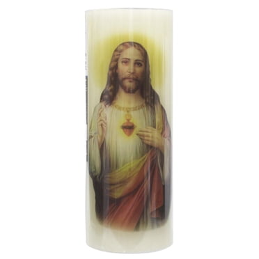 Mainstays 8" Unscented LED Wax Pillar Candle - Sacred Heart