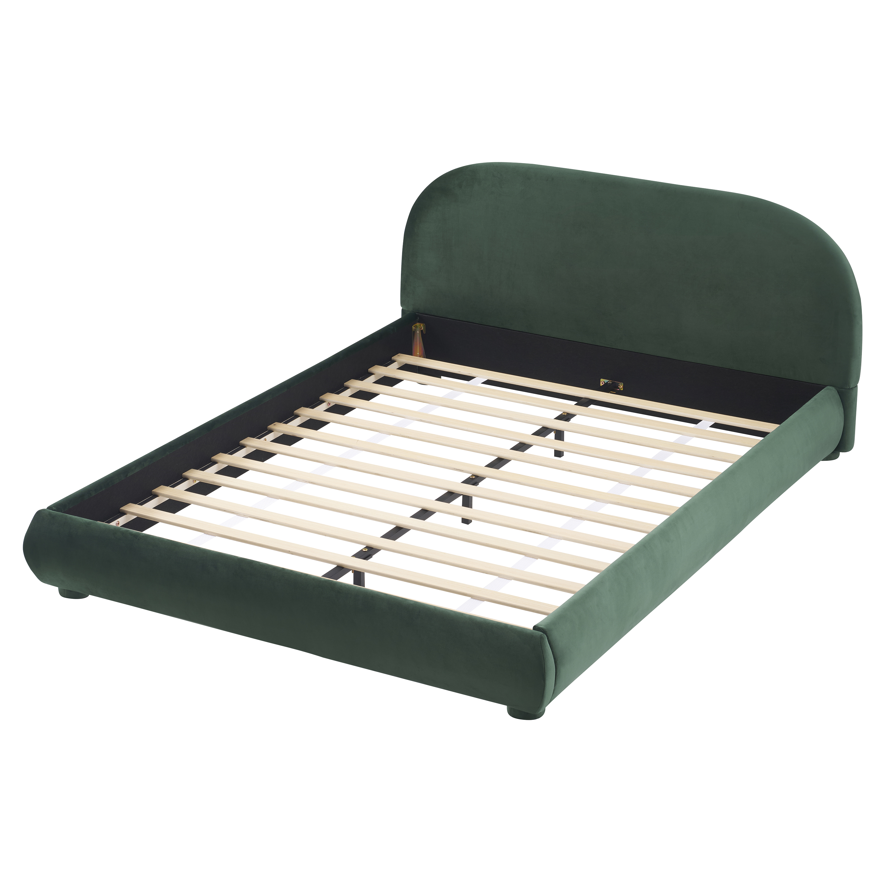 Noble House Lit rembourré Style King Cream, tête de lit en tissu texturé courbé avec structure solide, vert foncé