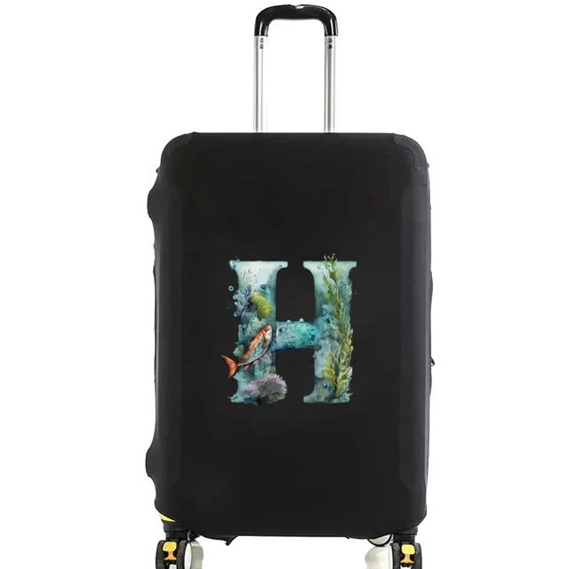 Luggage Covers Protective Cover Travel Luggage Scratch Proof Dust Cover Reusable Dust Cover Washable Fish Letter Print Pattern 8fish letter H XL
