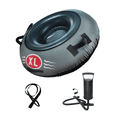 thumbnail image 1 of Compact Foldable Inflatable Snow Sled with Sturdy Handles - 80x80cm Small Size Gray - Soft Oxford Cloth Base & Freeze-Resistant Thickened PVC Inner Tube - Quick Inflation/Deflation Valve for Portable, 1 of 7