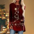 thumbnail image 2 of CEHVOM Chemises Décontractées à Manches Longues pour Femmes Chandail Tunique Ample Hauts Imprimé de Noël Blouse à Col Rond, 2 of 5