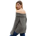 thumbnail image 3 of Women's Grey/Khaki/Black Soft Velvet Knit Off Shoulder Sweater, 3 of 10