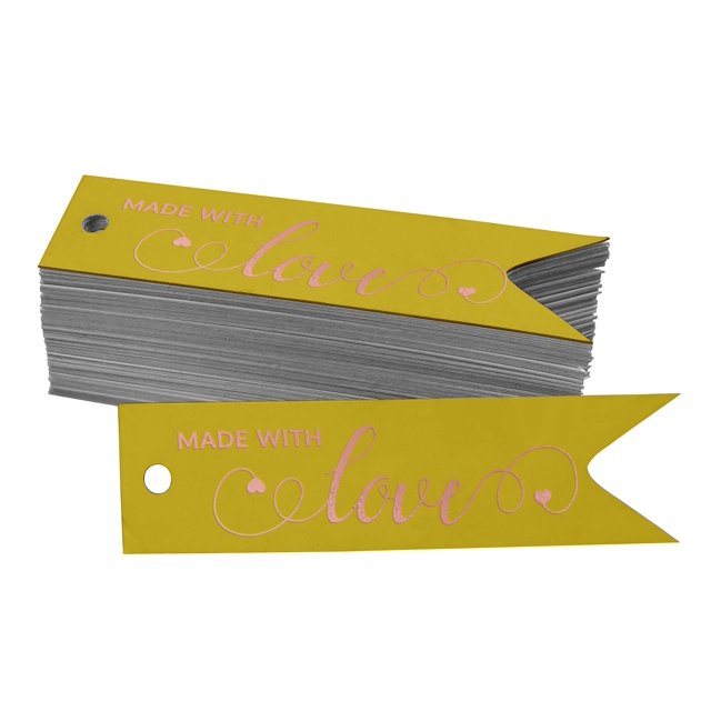 Inkdotpot Real Rose Gold Foil Made With Love Text Tags Favor Hang Paper Tags 100 Pieces