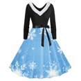 thumbnail image 1 of TIMIFIS Robes de Noël pour Femmes, Robes Maxi pour Femmes Robe Vintage de Vacances Manches Longues Col en V en Fourrure Robe Dos Nu, 1 of 3