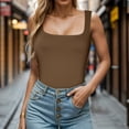 thumbnail image 2 of Hauts Grande Taille Crop Tops Femmes Col Carré Sans Manches Double Couche Débardeur Serré pour Femmes, 2 of 5