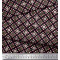 thumbnail image 2 of Soimoi Black Cotton Cambric Fabric Aster & Roses Damask Print Sewing Fabric Yard 42 Inch Wide, 2 of 5