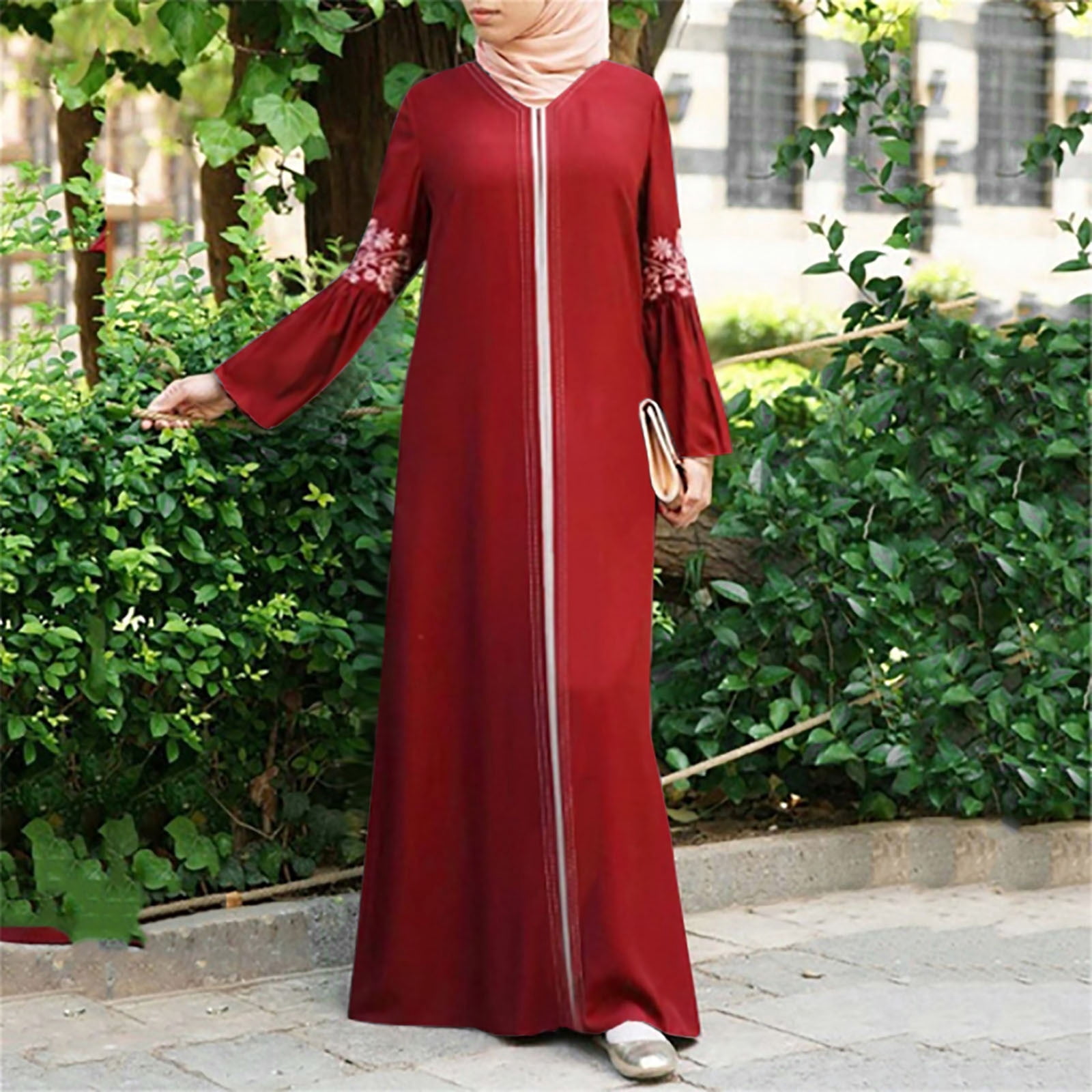 Babysbule Liquidation Robes pour Femmes Dames Abaya Musulmane à Imprimé Floral Kaftan Vintage Islamique Robe Longue Robe Maxi