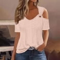 thumbnail image 2 of Timegard Womens Plus Size Tops Eyelet V-Neck Short Sleeve Cold Shoulder Summer Dressy Casual Tunic Tops, 2 of 6