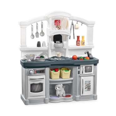 Step2 Fun with Friends Gray Toddler Kitchen Includes Accessories for Kids Ages 2 Years and Older
