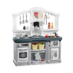 Step2 Fun with Friends Gray Toddler Kitchen Includes Accessories for Kids Ages 2 Years and Older