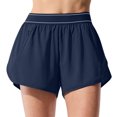 thumbnail image 2 of LOVZFMLL Womens Solid Color High Waisted Running Shorts With Pockets And Yoga Pants Dark Blue M, 2 of 5