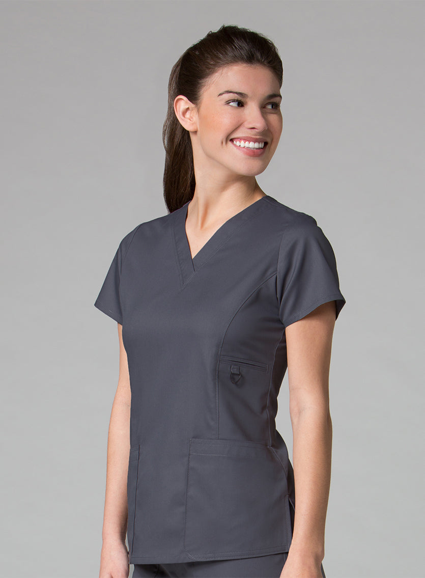 V-Neck Pocket Top by Maevn XXS - 3XL / Charcoal