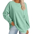 thumbnail image 2 of RXIRUCGD Haut à Manches Longues pour Femme, Ample et Décontracté, à Blocs de Couleur, Col Rond, Vert Menthe, Taille : L, 2 of 7