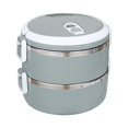 thumbnail image 1 of Fridja 1400ml 2 Layer Round Food Lunch Box Stainless Steel Lunch Box Lunch Box Food Storage Box Children's Lunch Box Hot Food, 1 of 6