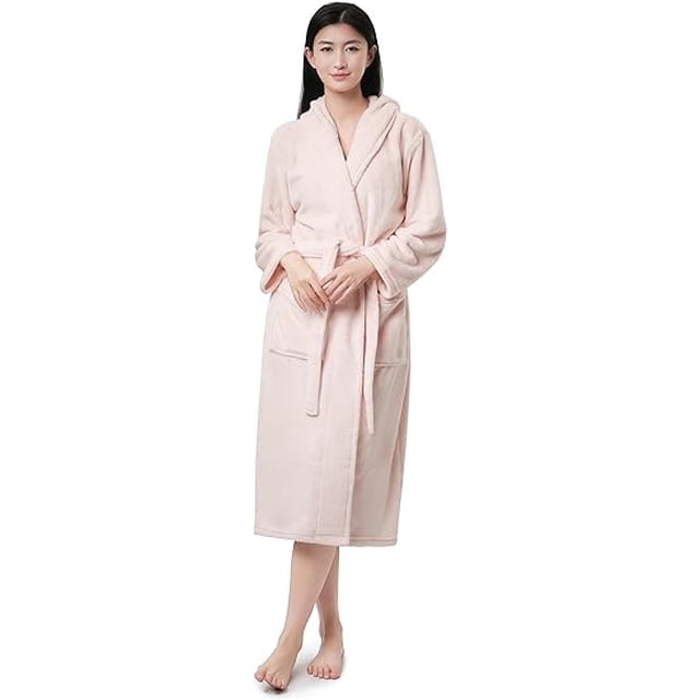 Sunny Forrest Blossom Softness Hooded Robe - Pink (CA/US, Alpha, Small, Medium, Regular, Regular, Soft Pink)