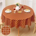 thumbnail image 1 of Nappe Ronde en Tissu Imperméable, Nappe en Polyester à Carreaux Résistante aux Taches, Nappe Lavable pour Déco d'Automne et d'Halloween, Salle à Manger, Extérieur (60 Pouces Ronde, Rouille), 1 of 6