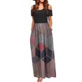thumbnail image 2 of Robes d'Été pour Femmes 2022 Robe Décontractée Élégante pour Femmes à Épaules Dénudées avec Poches, Imprimé Floral, Maxi à Manches Courtes, 2 of 5