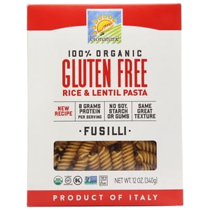 Bionaturae - Riz bio sans gluten & Lentil Pasta Fusilli - 12 oz.