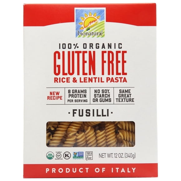 Bionaturae - Pâtes Fusilli Biologiques Sans Gluten au Riz et aux Lentilles - 12 oz