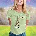 thumbnail image 2 of TINZ T-Shirt pour Femme Été Haut à Manches Courtes Col Rond Haut à Motif Haut Décontracté Chandails de Football pour Dames Chandails d'Été pour Femmes T-Shirt à Manches Courtes, 2 of 4