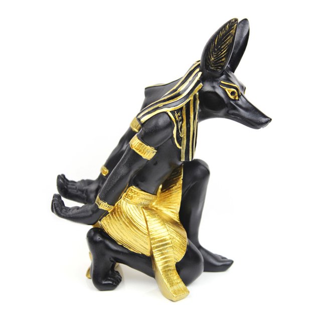 facefd Craft Egyptian Anubis Shape Retro Ancient Statue Candlestick Figurines Painted Stable Office Hotel Candleholder