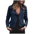 thumbnail image 1 of CEHVOM Women Long Sleeve Open Front Short Cardigan Zipper Jacket Coat Top, 1 of 8