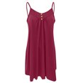 thumbnail image 5 of Leutsin Ladies V-neck Mid-Waist Loose Button Solid Color Sleeveless Suspender Dress, 5 of 5