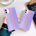 thumbnail image 3 of Compatible with iPhone Case, Square Colorful Sparkle Bling Rainbow Soft Silicone Case Cover Protective Shockproof Fashion Iridescent Design for Girls Women (iPhone 12mini,Purple), 3 of 7