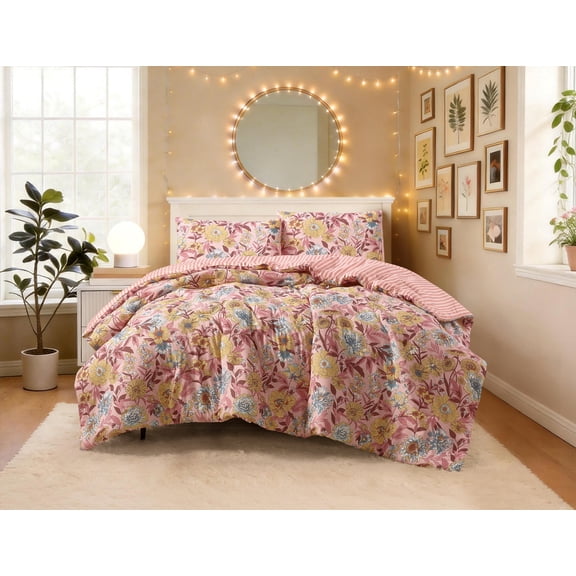 Mainstays Ensemble de draps à pois doubles Double, 4 pièces, Blanc
