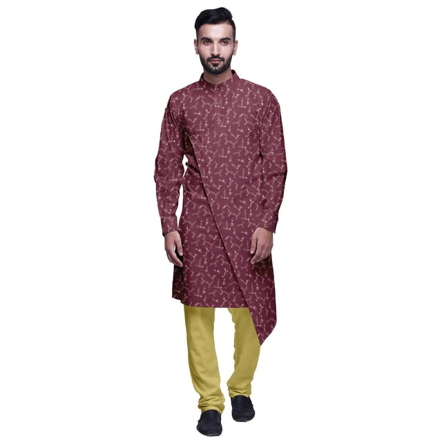 Atasi Party Wear Kurta Pajama For Men Mandarin Collar Ethnic Printed Kurta Set