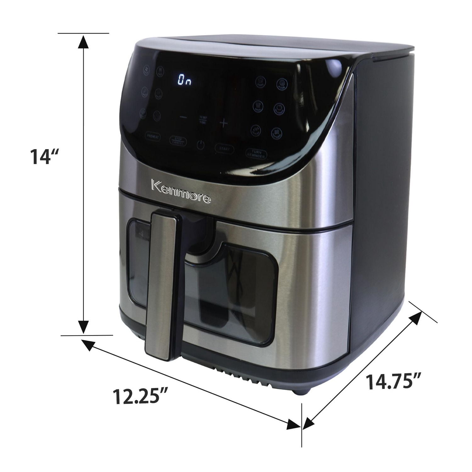 Friteuse à air chaud Kenmore 8 pintes (7,6 L) 1700 W – Écran tactile numérique, 12 programmes préréglés, finition en acier inoxydable, format familial, panier antiadhésif facile à nettoyer (compatible