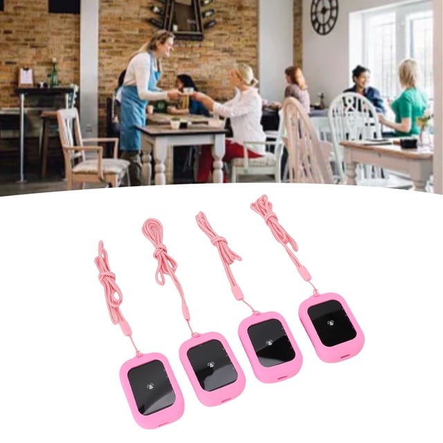 Système d'Appel Sans Fil pour Clients, 3 Modes d'Invite Portée Longue 800M 4 Récepteurs Système de Pagayage Étanche pour Restaurant Café Rose, Bleu, Gris