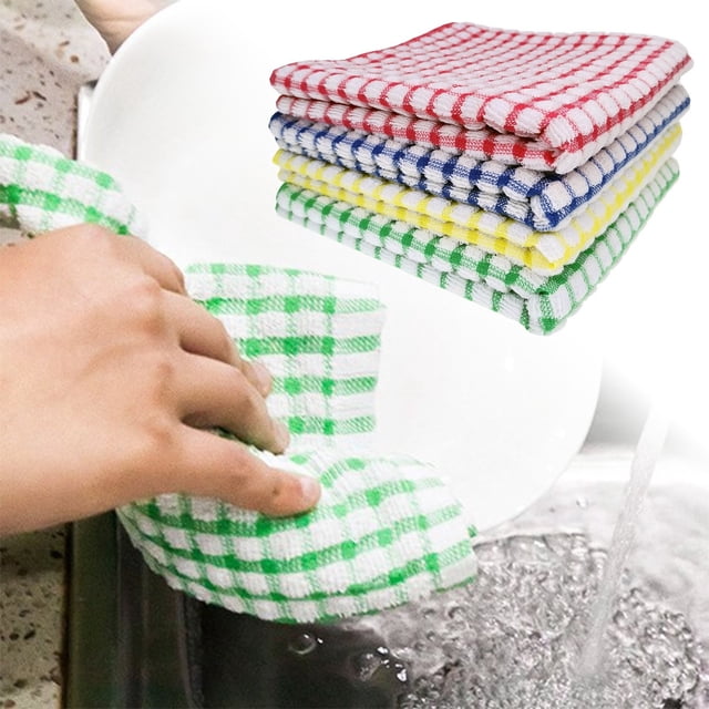 Kitchen Checkered Dishcloth Export Quality Tea Towel with High Absorbency and Non Shedding Performance
