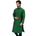 thumbnail image 3 of Atasi Kurta Dupion Vert à Col Officier pour Homme, Manches Longues, Chemise Ethnique - Grand, 3 of 7