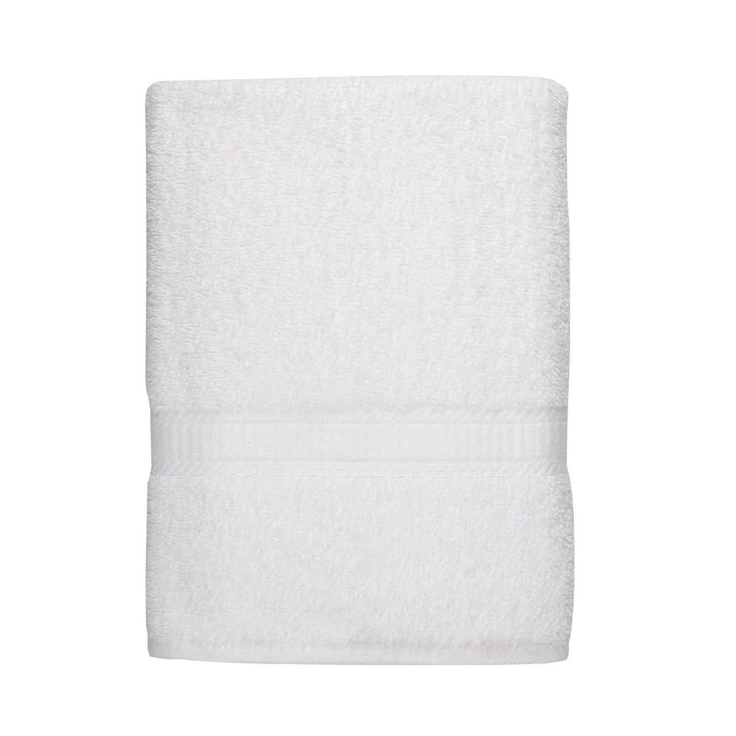 Serviette de bain unie Mainstays Basics, douce et résistante, 100 % coton, blanche
