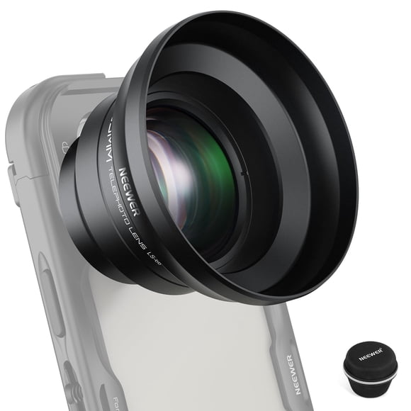 NEEWER HD 65mm Telephoto Phone Camera Lens with Lens Hood Only for 17mm Thread Lens Backplate Cell Phone Cage Case, 1.7X Zoom Lens Attachment Compati