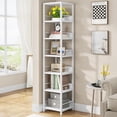 thumbnail image 1 of Tribesigns 6-Tier Corner Shelf, 75 Inch Tall Narrow Bookshelf Storage Rack, Etagere Shelves Display Stand for Small Spaces, Rustic Open Bookcase Square Shelf Tower for Living Room Bathroom, 1 of 8