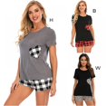 thumbnail image 2 of Shorty Pyjama Femmes Ultra Doux Shorts à Carreaux Pyjama Ensemble Manches Courtes Pyjama S-XXL, 2 of 7