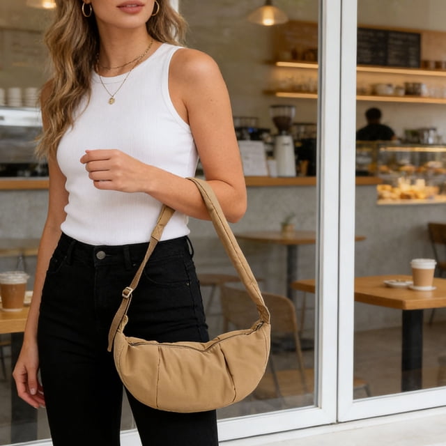 EGNMCR Organization and Storage, Storage Bins, Storage Containers Large Capacity Wide Shoulder Strap Nylon Bag Crossbody Bag Women's Student Pleated Dumpling Bag Commute Shoulder Bag Storage ba