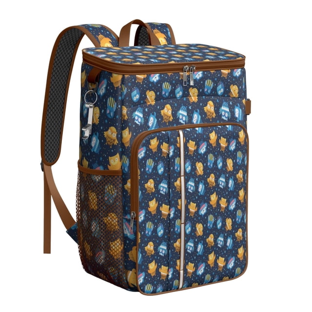 Sac à Dos Glacière au Design de Grands Yeux de Hibou Enneigé, Sac Isotherme Étanche, Sac à Dos-Repas Imperméable pour Hommes, Femmes, Randonnée, Camping