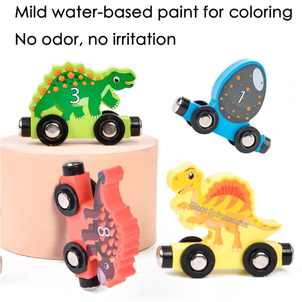 ZZkhGO Magnetic Wooden Dinosaur Train Set, Puzzle Assembly