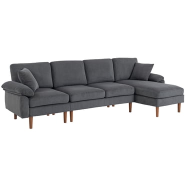 HOMCOM Changeable Sectional Sofa with Changeable Chaise Lounge, Dark Grey
