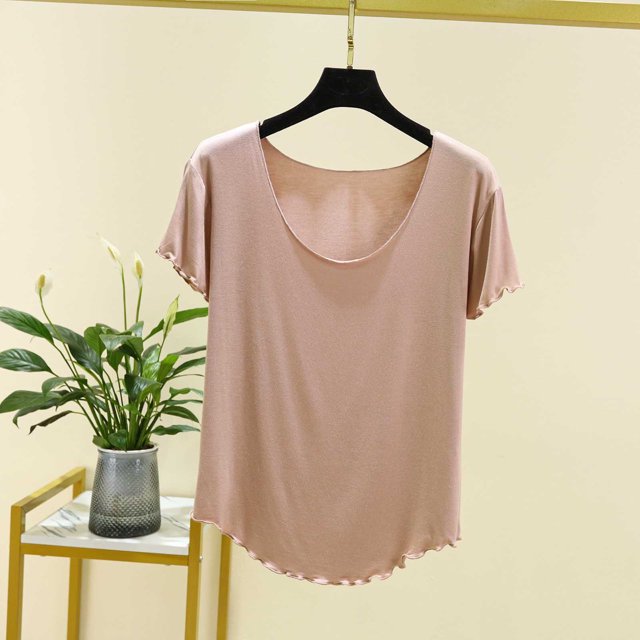 Blouses pour Femmes Femmes Uni Col Rond Manches en Dentelle Haut à Manches Courtes Haut/chemise à Manches Courtes à Col Rond