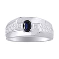 thumbnail image 1 of RYLOS Men's Rings 14K White Gold Classic Nugget 6X4MM Oval Gemstone & Diamond Ring Sapphire September Birthstone Rings Size 8, 1 of 7