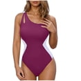 thumbnail image 1 of Diufon Women's Swimsuit Trendy Color Block Single Shoulder Backless Bathing Suits Summer Beach Sport Swimwear, 1 of 5